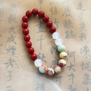 测试产品本命年天然朱砂8mm手串单圈女款搭配白玉寿山石好运手链男中国风测试3